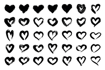 Set of simple hand drawn heart drawing illustration Scribble heart doodle Love clipart