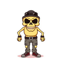 Skull emoji wearing a hat and glasses.
