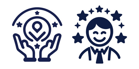 Vector illustration in trendy flat linear style - Happy Customer Receiving a Positive Service Experience