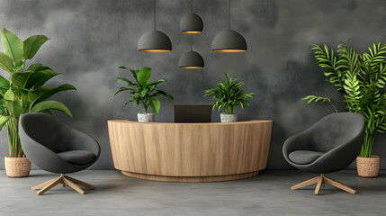Modern reception desk in a contemporary space