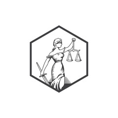Blind Lady of Justice, Legal, and Court Emblem
