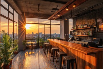 Sunset Rooftop Bar with City Views