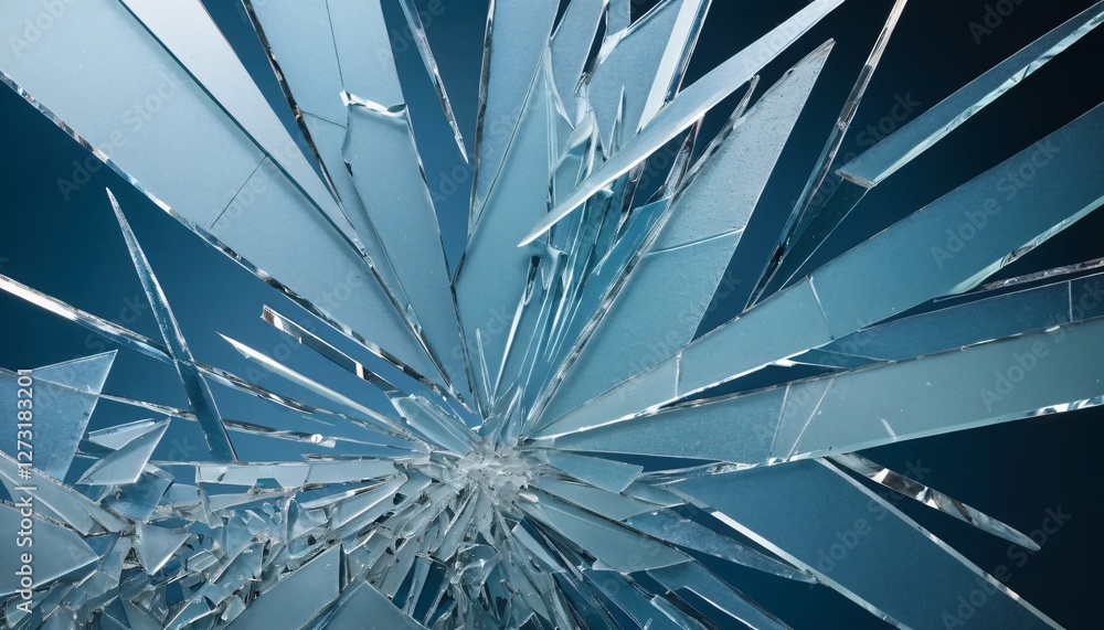 Aufkleber shattered glass explosion. abstract design with sparkling shards radiating outward. dynamic movement