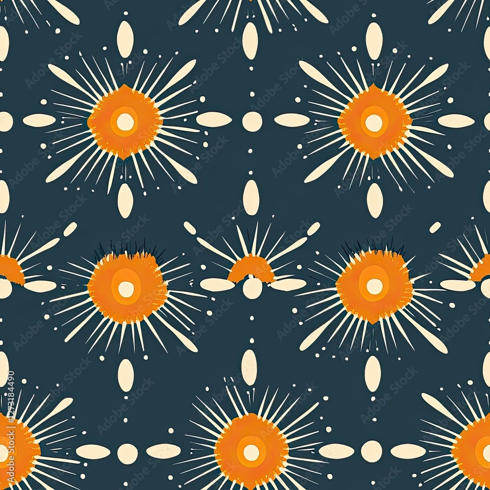 Poster sunburst pattern dotted dashed solid lines seamless design