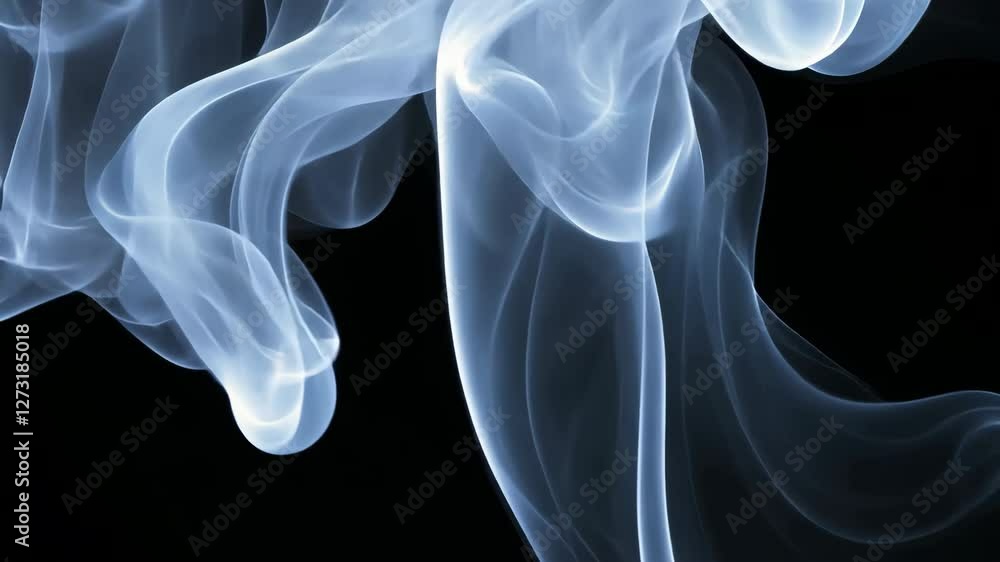 Poster ethereal white smoke swirls gracefully against dark background creating mysterious abstract pattern 