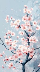 Watercolor Cherry blossom blooming flower,Sakura tree or forest side view,Cherry tree spring flower background,elements for environment and garden,botanical in spring season.