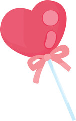 Heart lollipop clipart tied with a bow on a transparent background