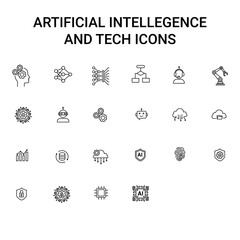 Artificial intellgence outline icon set