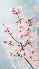 Watercolor Cherry blossom blooming flower,Sakura tree or forest side view,Cherry tree spring flower background,elements for environment and garden,botanical in spring season.