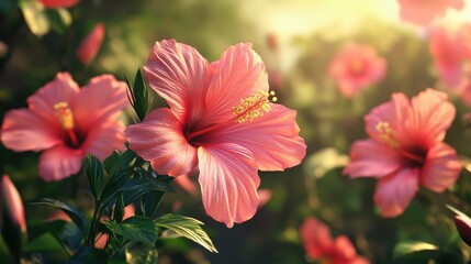 PNG Tropical flowers hibiscus nature plant.