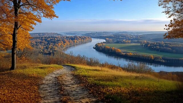 beautiful view of dense forest with river footage