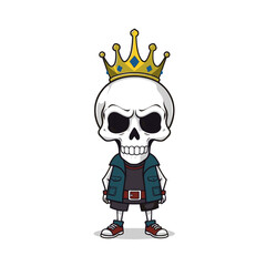 a skull emoji wearing a crown and a leather jacket.