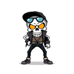 Skull emoji wearing a black hat and sunglasses.
