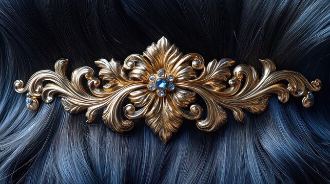 Ornate Golden Hair Ornament, Detailed Design