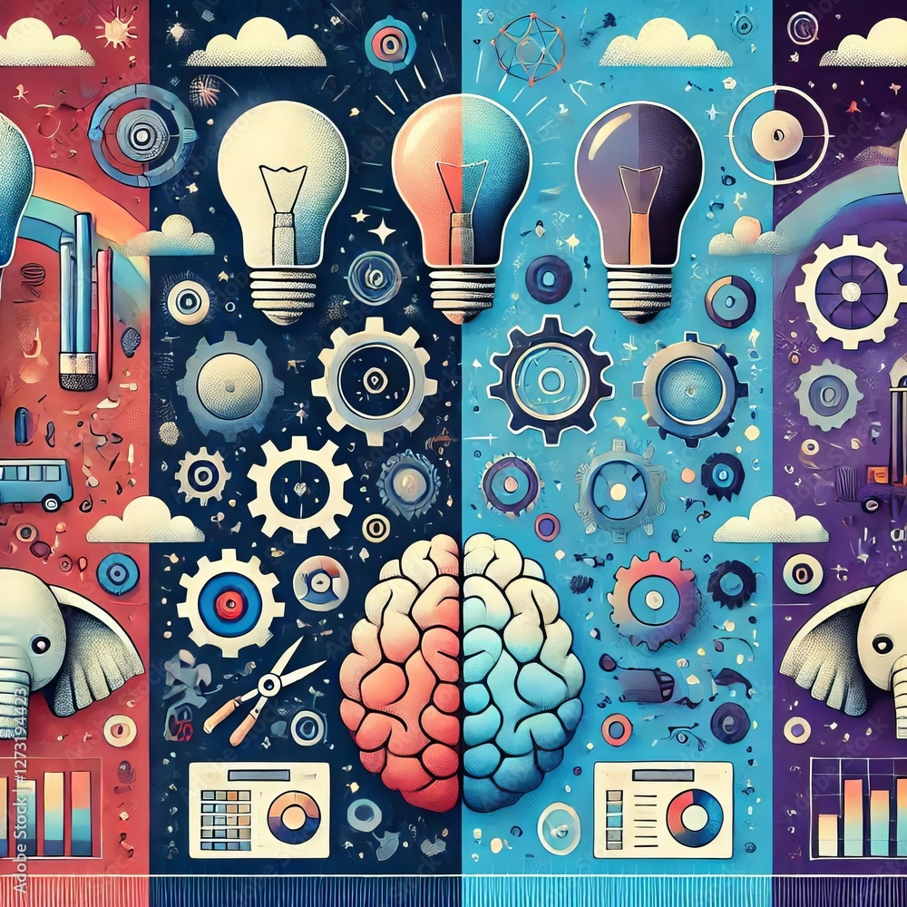Wall mural compare different trends to highlight their similarities differe