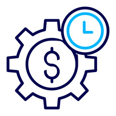Dollar clock cogwheel Outline Color icon