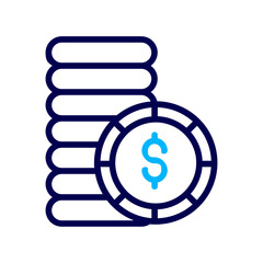 Dollar Coins Outline Color icon