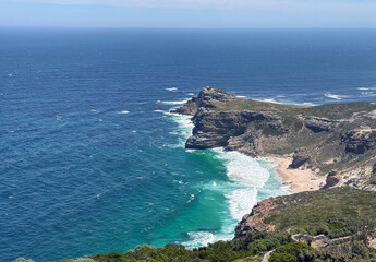 Diaz beach at Cape point aerial view, Cape of Good hope, South Africa