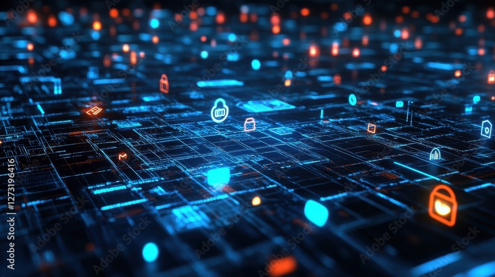 Poster background conceptual image of digital 3d icons