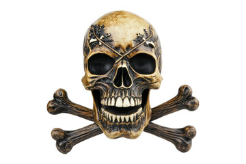 Realistic skull and crossbones, symbolizing danger, death, or piracy. Perfect for Halloween, horror themes, and graphic design projects.