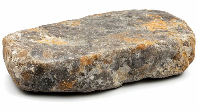 Rough grey and yellow stone isolated on white background for texture