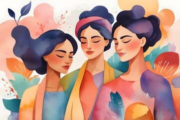 Group of women for women day abstract art generated ai