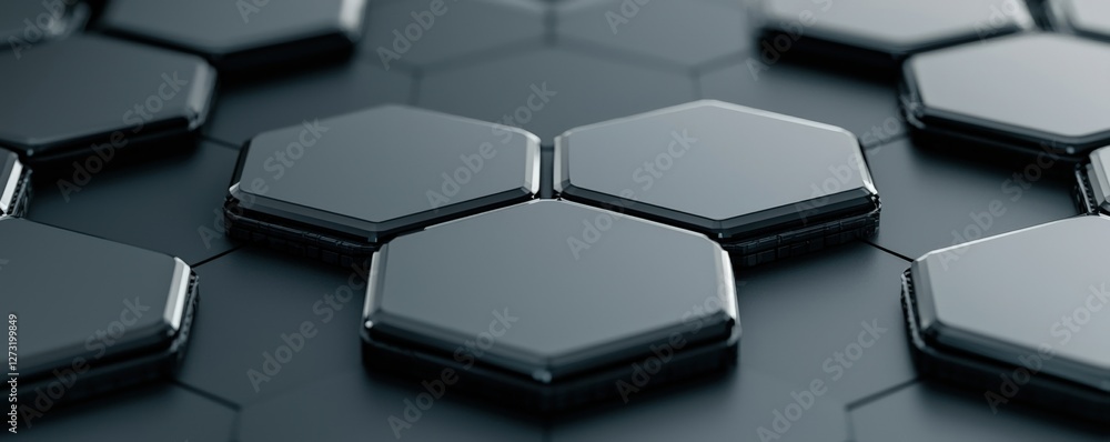 Aufkleber material science nano concept. hexagonal metallic surface pattern with a sleek, modern design.