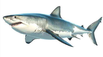 Naklejka premium Shark encounter ocean depths marine life underwater habitat side view predator dynamics