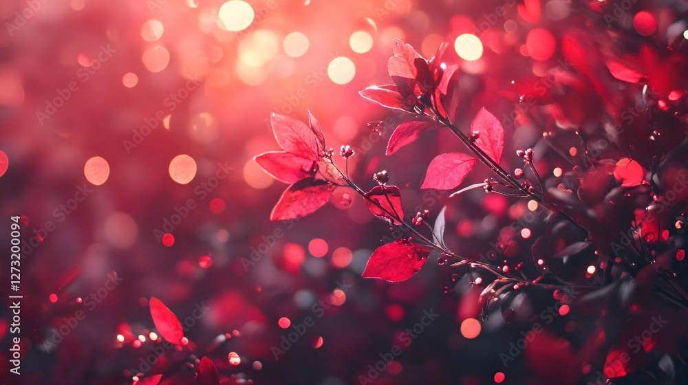 Poster a soft glowing background with bokeh effects in red and pink tones
