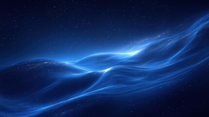 mesmerizing dark blue background with dynamic light waves and stars