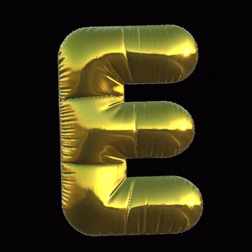 E Golden Balloon Alphabet with transparent
