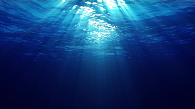 Underwater light creates a beautiful veil, consisting of sunlight. Underwater ocean waves 