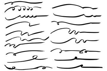 手描きの文字の下の線　アンダーラインセット　ベクター