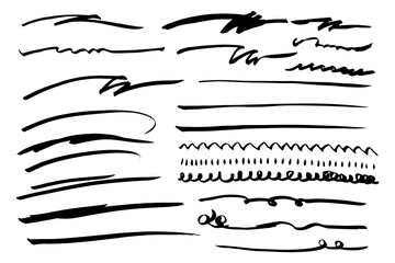 手描きの文字の下の線　アンダーラインセット　ベクター