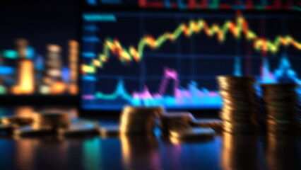 Cryptocurrency  bitcoin investment blurred background