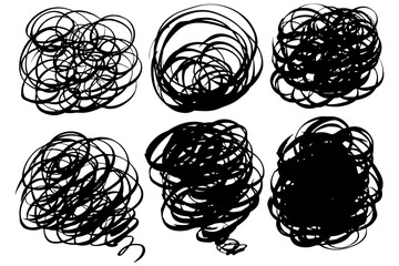 もやもや・悩む・くしゃくしゃ・ぐるぐるの線のイラスト素材　ベクター