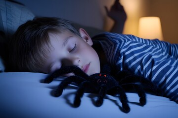Sleeping Teen Unaware of Toy Tarantula Prank for April Fools' Day