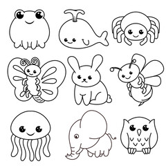 coloring pictures collection of cute animals. coloring pages for children that you can print on standard paper	
