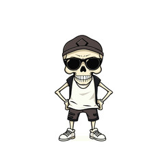 Skull emoji wearing dark clothing, heavy makeup, and bold hairstyles.