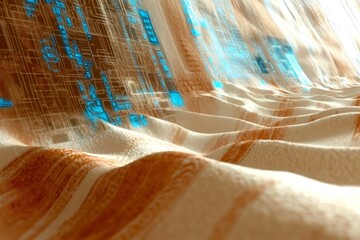 Digital waves flow over a textured surface.