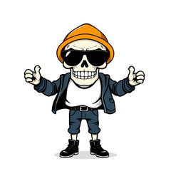 a skull emoji wearing sunglasses, a hat, and a jacket, giving the impression of a cool and confident character.