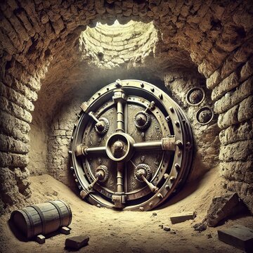 Hidden Vault Ruins with Sealed Door A secret vault concealed beh