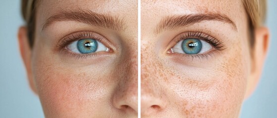 Side-by-side comparison of sun-damaged skin before and after an effective skin treatment regimen, showcasing the visible improvement in skin texture, tone, and overall appearance.