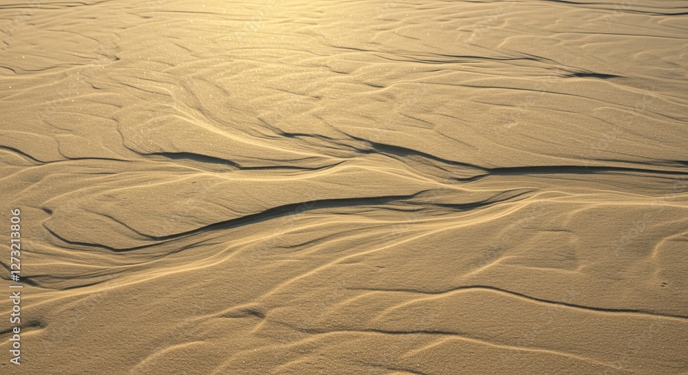 Aufkleber sunset light on serene desert sand dunes creating abstract patterns