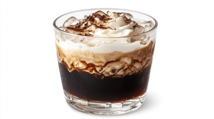 Creamy Coffee Cocktail Whipped Cream Ice Cubes Glass