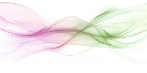Obraz premium Abstract green pink wave design, flowing motion, white background, website banner
