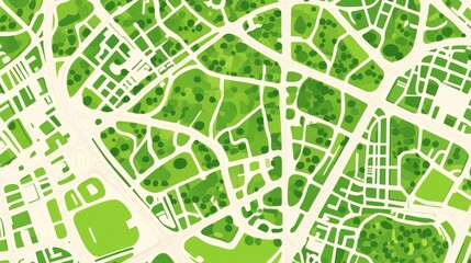 Fototapeta premium Green City Map: A Stylized Aerial View of Urban Greenery