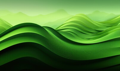 Abstract green waves landscape for desktop wallpaper or nature background