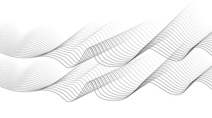 Vector wave lines smooth flowing dynamic black gradient isolated on white background for concept of technology, digital, communication, science, music