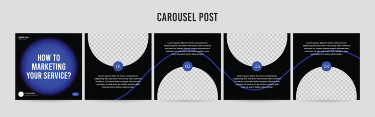 Stunning Carousel Post Template, Editable Social Media Layout Design, business Instagram & Linkedin Carousel Post, Template eps 10.	